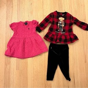 3 Pieces Ralph Lauren Girls Clothes size 9 and 12 months
